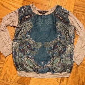 SINGLE LA Blouse- silk front & cotton arms- M